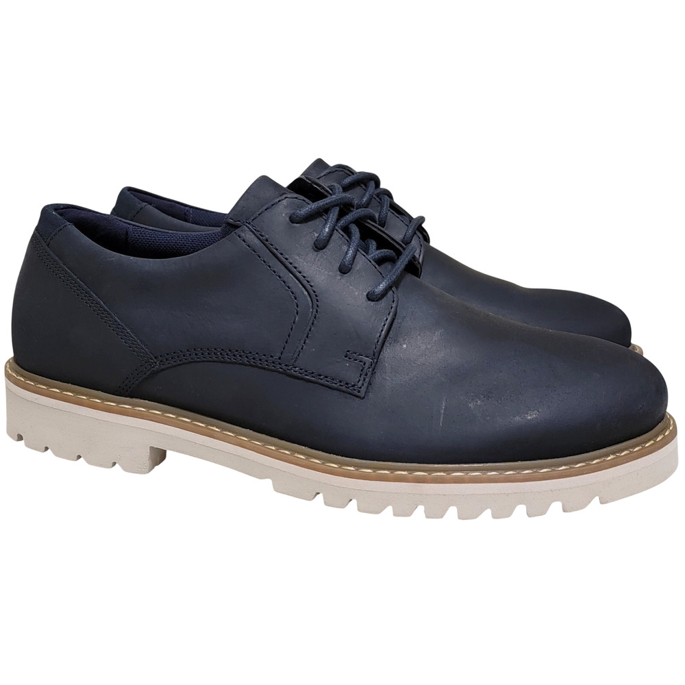 Rockport Men Maverick Plain Toe Oxford Size US 11.5M Navy Blue Leather
